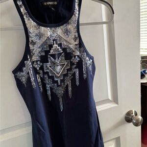 Express Women's Navy Sequin Dress